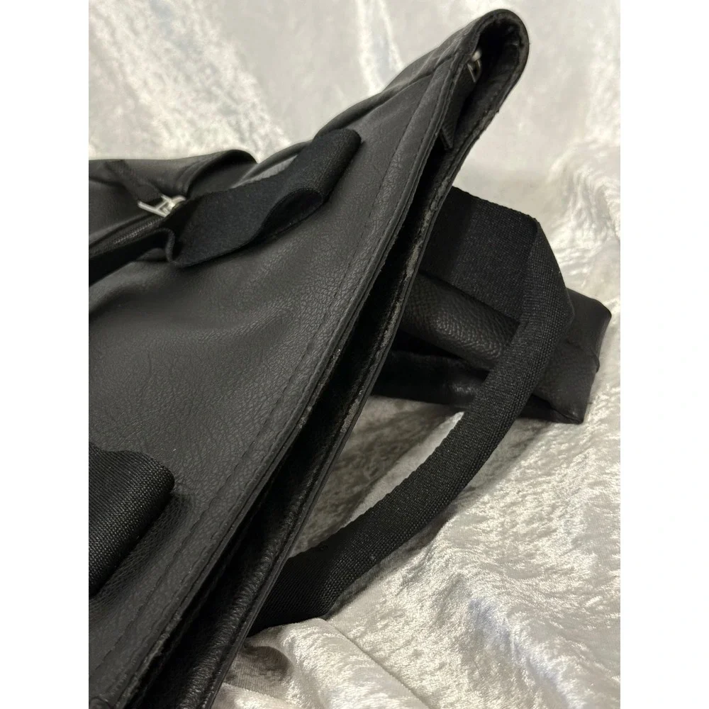 Adidas Originals Pebbled Leather Commuter Backpack Tote Black Trefoil Logo Bag